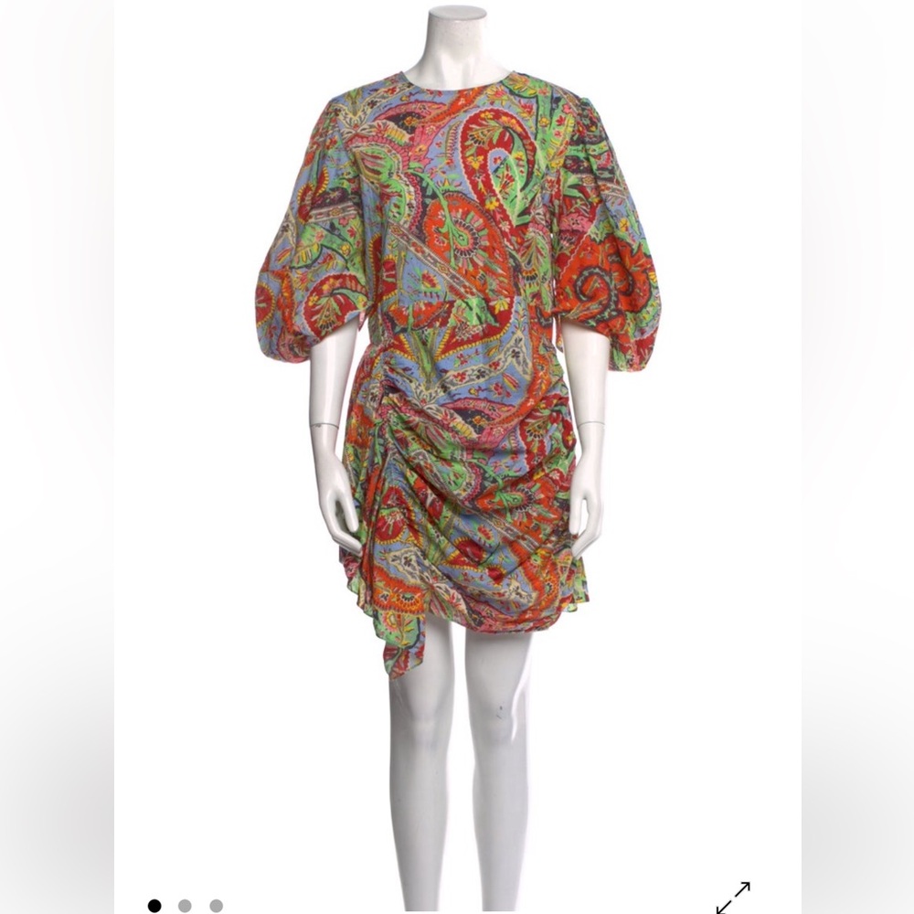 RHODE Multicolor Paisley Ruched Mini Dress